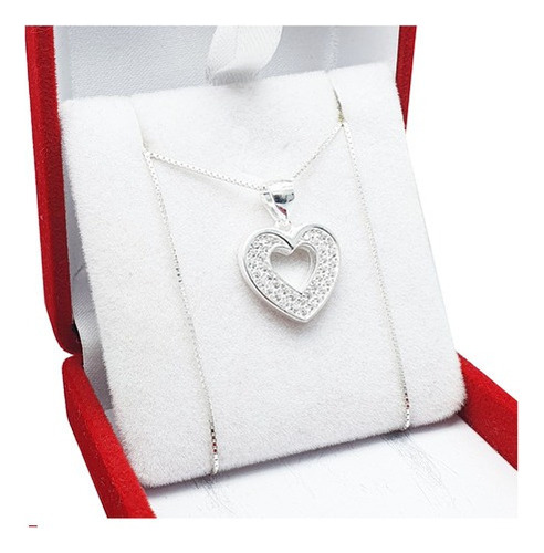 Conjunto Plata 925 Corazón Piedras + Cadena Veneciana 45c 