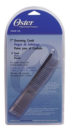 Peine Acero Inoxidable Peluquería Canina Oster 7 Pulgadas