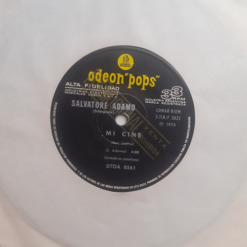 Vinilo Simple- Salvatore Adamo (pequeña Felicidad - Mi Cine) (Usado)