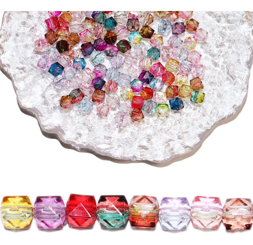 1000 Cuenta Poligonal Cristal Acrilico 10 Color Degradado In