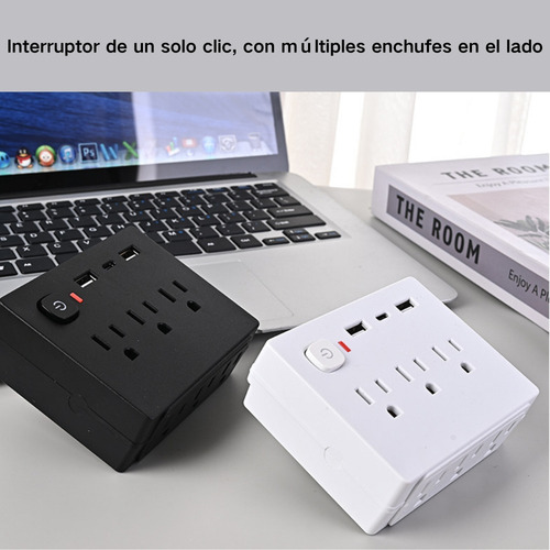 Multicontacto Usb Regleta 2 Puertos De Carga Usb 1 Tipo-c