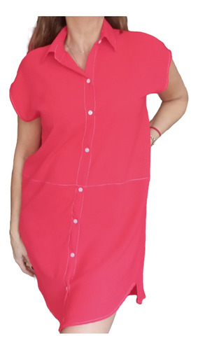 Imagen 4 de 9 de Vestido Camisero Poplin Elastizado Y Broderie