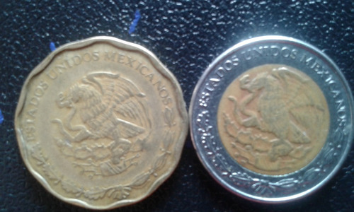 Lote 2 Moedas México 50 Cents 1 Pesos 1998 1999 Frete 10,00