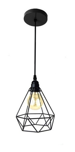 Lampara Colgante 60w E27  Diamm Color Negro Pierrot