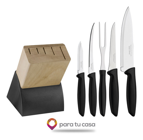 Juego De Cuchillos Y Taco 6 Piezas Plenus Tramontina Ct