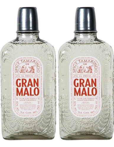 Pack De 2 Licor De Tequila Gran Malo Tamarindo 750 Ml