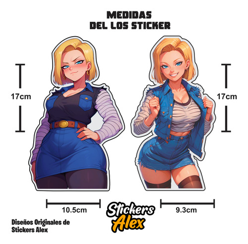 2 Stickers Anime Calcomonia Waifu 18 Para Moto Auto 17cm