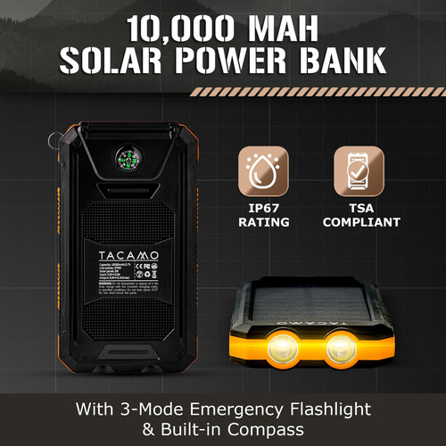 Cargador Solar Portátil Ip67 Con Usb Doble
