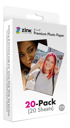 Papel Fotográfico Instantáneo, Zink Polaroid 2 X 3 (pack 20) Color Blanco