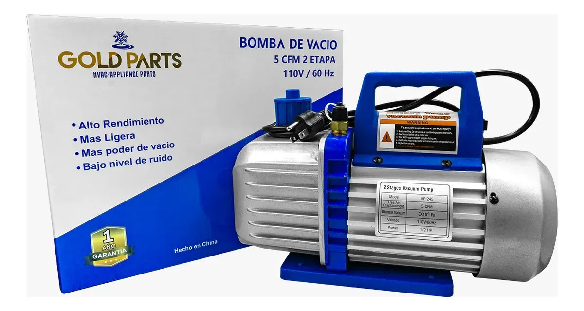 Bomba De Vacío Gold Parts 1/2 Hp 2 Etapa 5 Cfm Refrigeración Minisplits