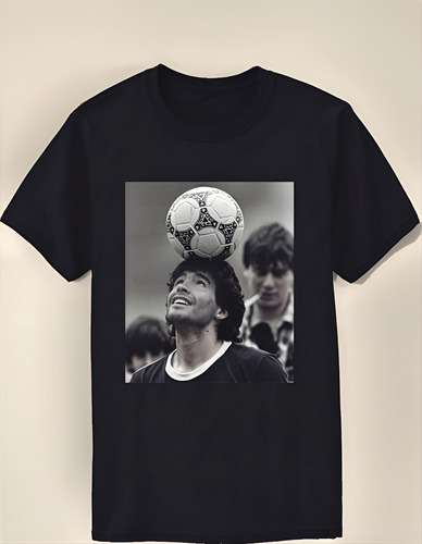 Remera Diego Maradona Retro Algodón Jersey Peinado Premium