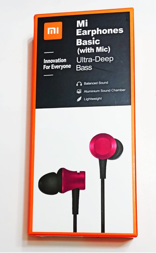Audífonos In-ear Xiaomi Mi Headphones  Ultra Deep Basic Rojo