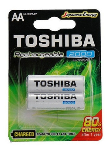 2pilas Aa 2000 Mah Toshiba Recargables Alto Consumo