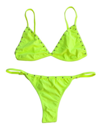 Bikini Triangulo Con Tachas Tachitas Con Less Tiro Alto Moda