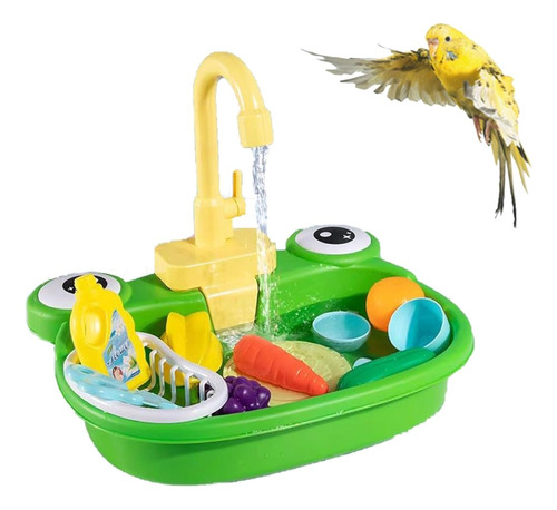 Pinvnby Parrot Bañera Pájaro Bañera Automática Con Grifo Cab