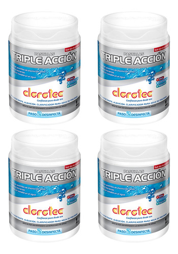 Imagen 3 de 10 de Pastillas Triple Acción Clorotec X 4 Kg + Shock X 4 Kg Disolucion Instantanea Piletas Pintadas O De Fibra