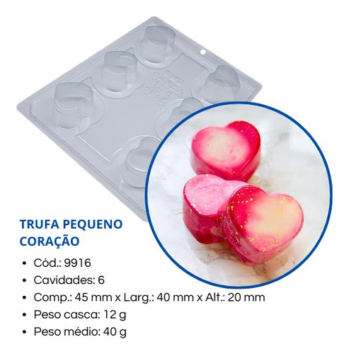 Kit 3 Forma Trufa Pequeno Coração 3 Partes C.9916 Bwb