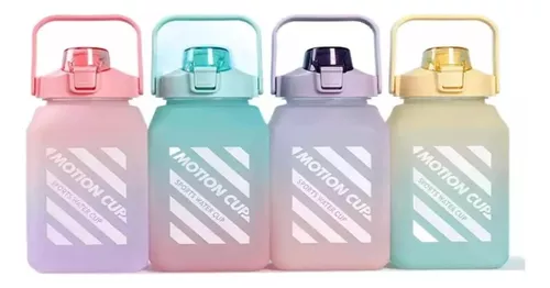 Botella de Agua Deportiva Cuadrada Multicolor Antiderrames 1.5 Litros. Vaso  Motivacional, Moda de Mujer