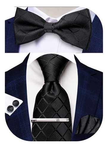 Hi-tie Corbata De Hombre A Cuadros Negros Para Boda Formal, 