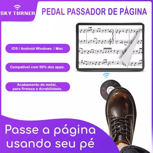 Pedal Sem Fio Bluetooth Passador De Página Partitura E Cifra