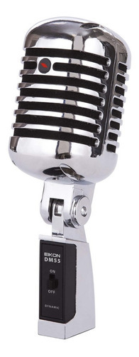 Microfono Retro Cromado Dinamico Eikon Dm55v2 Color Plateado