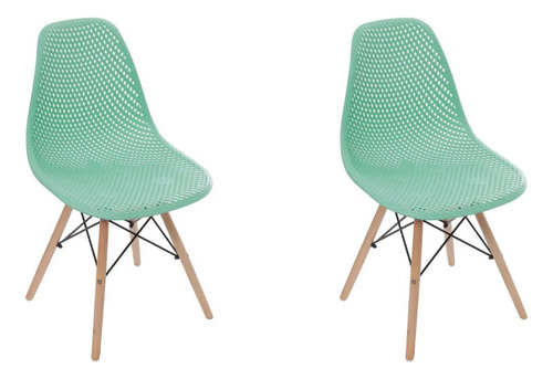 Kit 2 Cadeiras Eames Design Colméia Eloisa Colorida Cor da estrutura da cadeira Verde