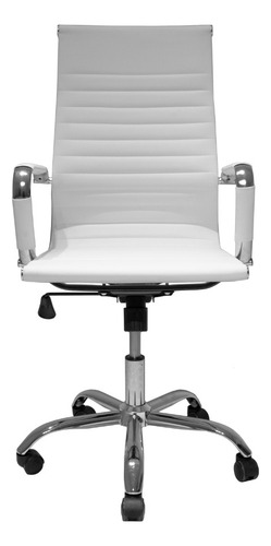 Conjunto 2 CadeiraS De Escritório Presidente Executiva Alta Com Dupla Camada De Couro Sintético Giratoria Branca - Baba Shop