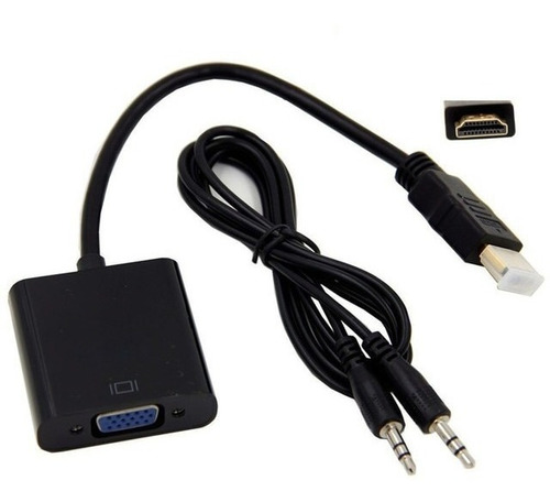 Adaptador Hdmi A Vga Audio 1080p Full Hd Con Cable Auxiliar