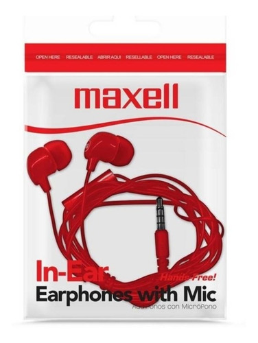 Audifonos Maxell Con Microfono In Ear Rojo