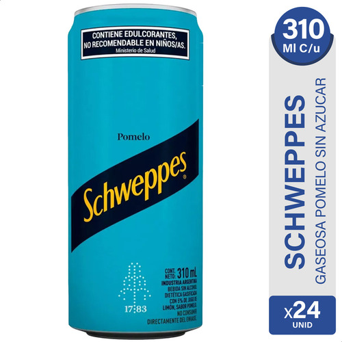 Gaseosa Schweppes Sin Azucar Pomelo Dietetica - Pack X24