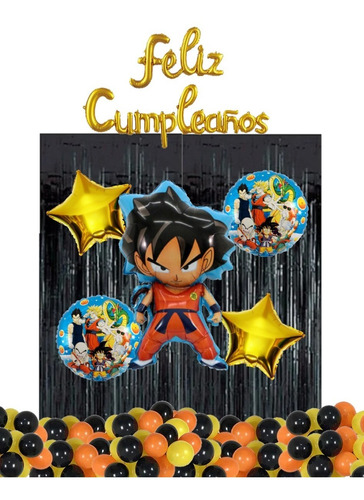 Set De Globos Goku Dragon Ball Z Decoración Fiesta 28 Piezas