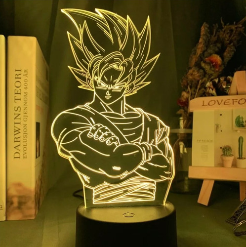 Lampara Led 3d Nocturna Goku Dragon Ball Touch Control Remot