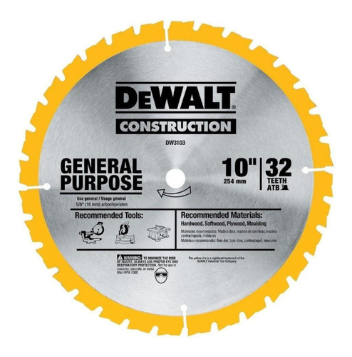 Hoja Sierra Dewalt 10x40x5/8  Uso General Melamina - Ynter I