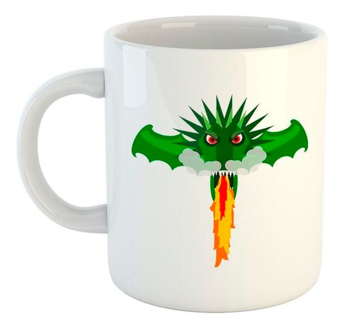 Taza De Ceramica Dragon Head Breathing Fire Fuego