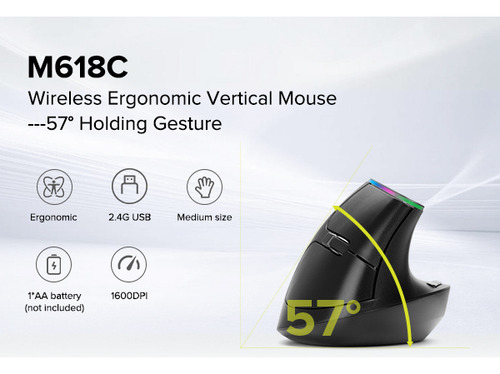 Mouse Vertical Inalámbrico Ratón Silencioso Ergonómico