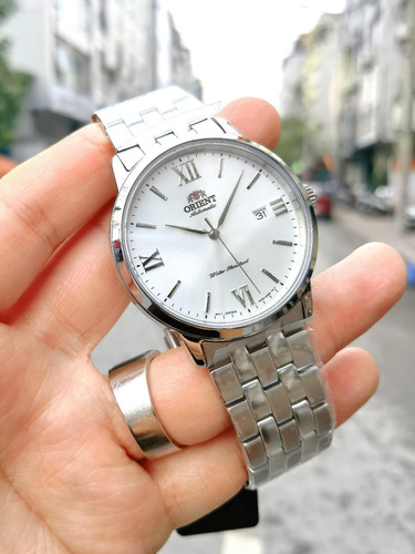 Relogio Orient Symphony Iv Automatico Ra-ac0f10s30b Correia Prateado Bisel Prateado Fundo Prateado