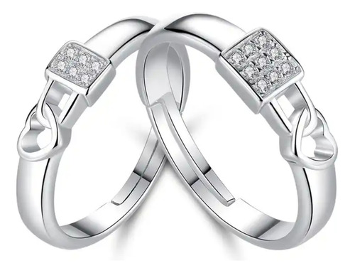 2 Anillos Duo Candado Corazon Promesa Amor Parejas Regalo