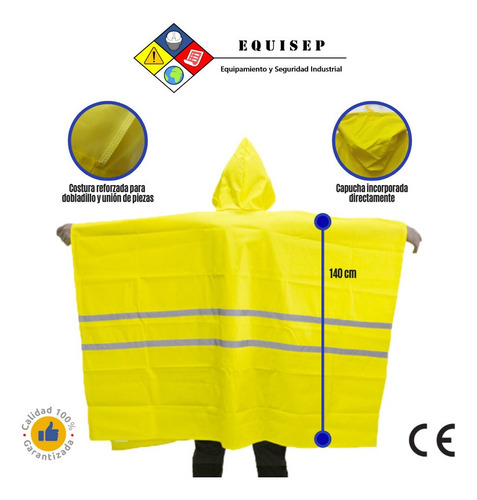 Imagen 3 de 8 de Poncho Pvc Impermeable | Con Reflectivo | Calibre 14
