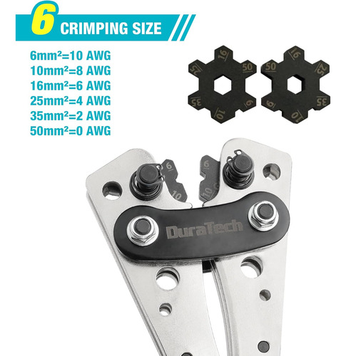 Duratech Batería Cable Lug Crimping Herramienta Con...