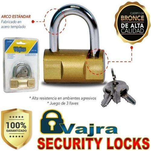 Candado Barril 70mm De Seguridad Vilo Vajra 3 Llaves Acero