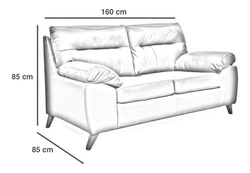 Love Seat De Piel Genuina Isabela - Confortopiel Color Gris Oxford