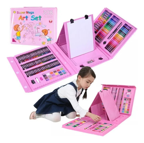 Set Kit Arte Niños Maleta Crayon Acuarela Plumon 208 Piezas