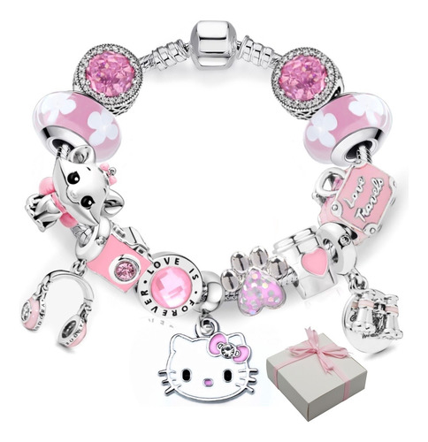 Pulsera Hello Kitty Charms X Gatita Marie Diseño Rosa 2024