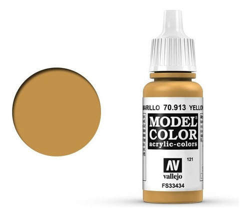 Vallejo Model Color 17ml Pintura Acrílica Color 121 Ocre Amarillo 70.913