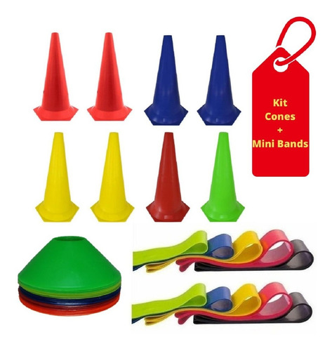 Kit C/20 Half Cones+8 Cones 50cms +mini Bands 5 Intensidades