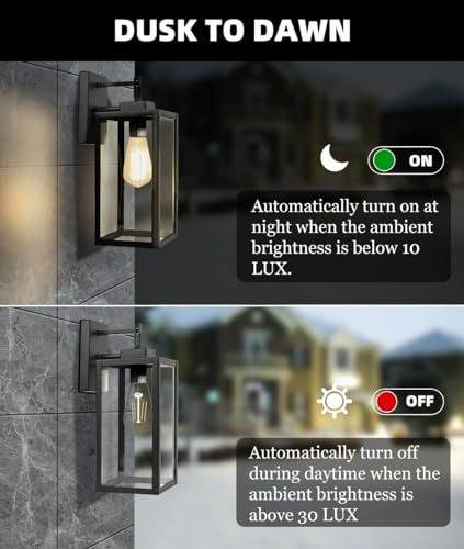 Sensor De Luz Exterior, Paquete De 2 Lamparas De Pared, Etl,