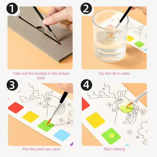 Libro De Acuarela Que Los Niños Pintan Para Mejorar La Creat