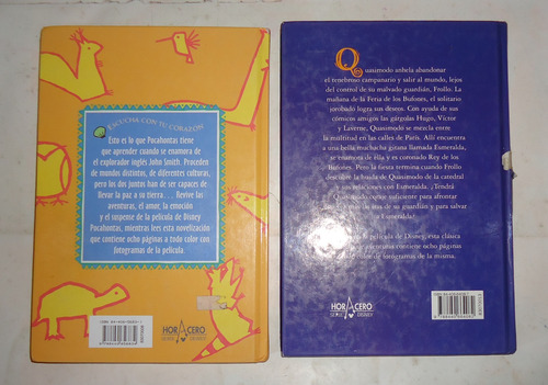 2 Libros Disney: Pocahontas - El Jorobado Ediciones B (Usado)