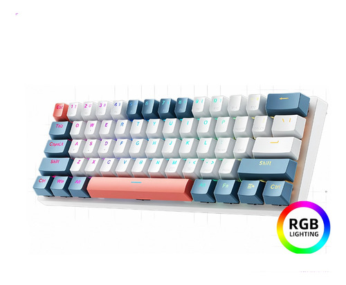 Teclado Gamer Machenike K500-b61 Mecânico Rgb Hot Swap Usb-c Branco Inglês Internacional