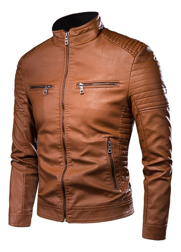 Chaqueta Casual De Otoño Vintage De Cuero Pu Para Hombre